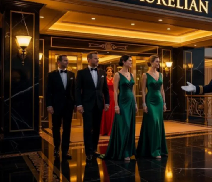 Elegantní vstup do kasina Royal Zenvo s uvaděčem