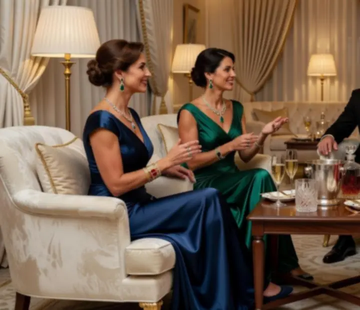 Formální večerní oděv hostů ve VIP Lounge kasina Royal Zenvo