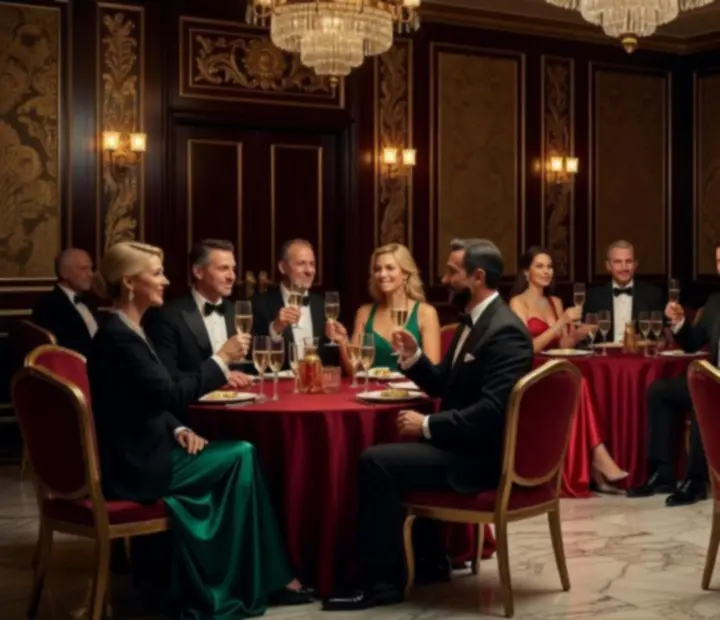 Privátní VIP event v Royal Zenvo s hosty u herního stolu a večerním osvětlením